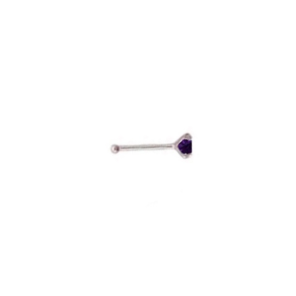925 Sterling Silver Purple Crystal Nose Stud 3mm - Picture 2 of 5